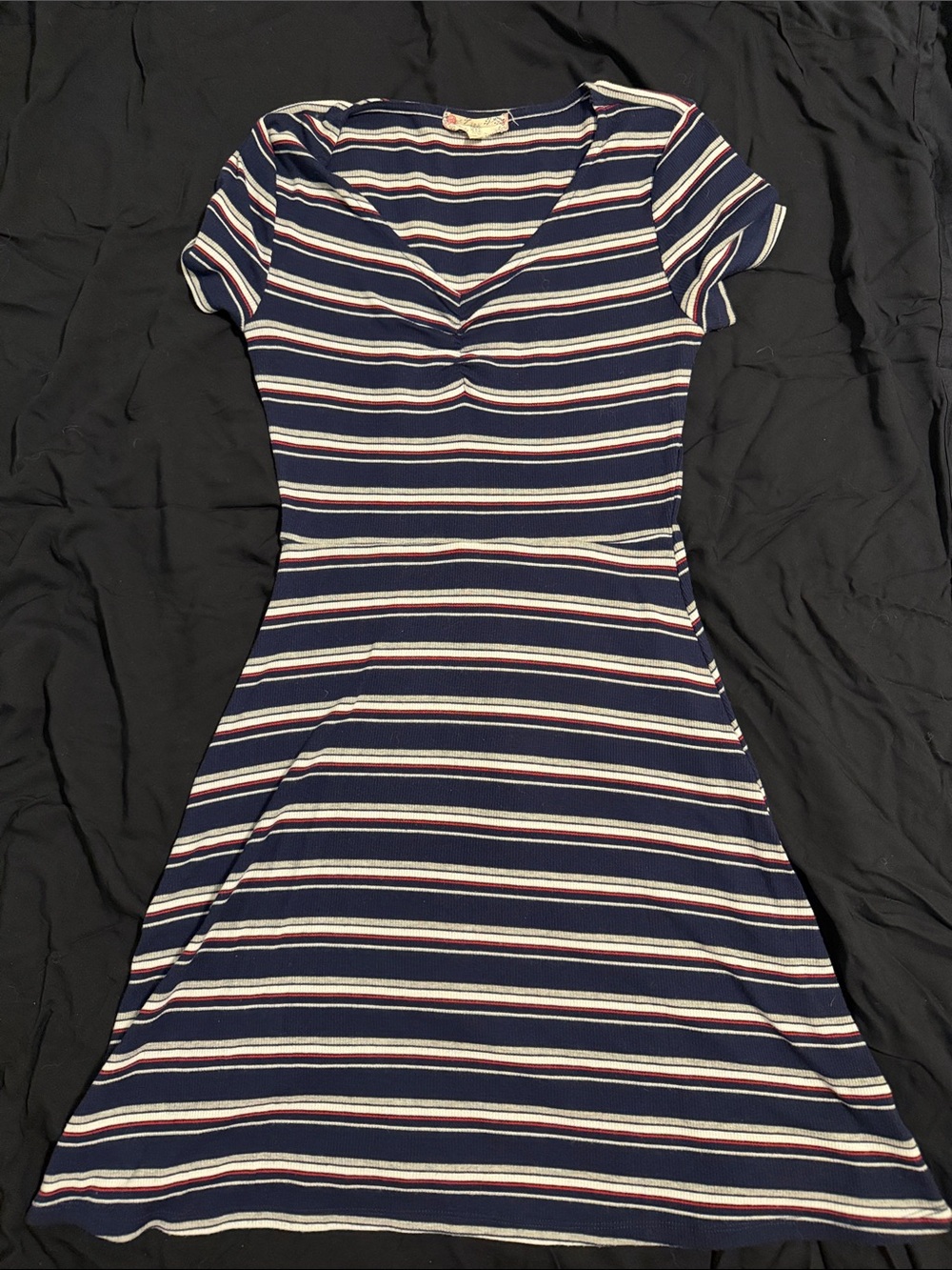 Pink Rose Y2K Striped Short Sleeve Casual Dress
